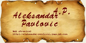 Aleksandar Pavlović vizit kartica
